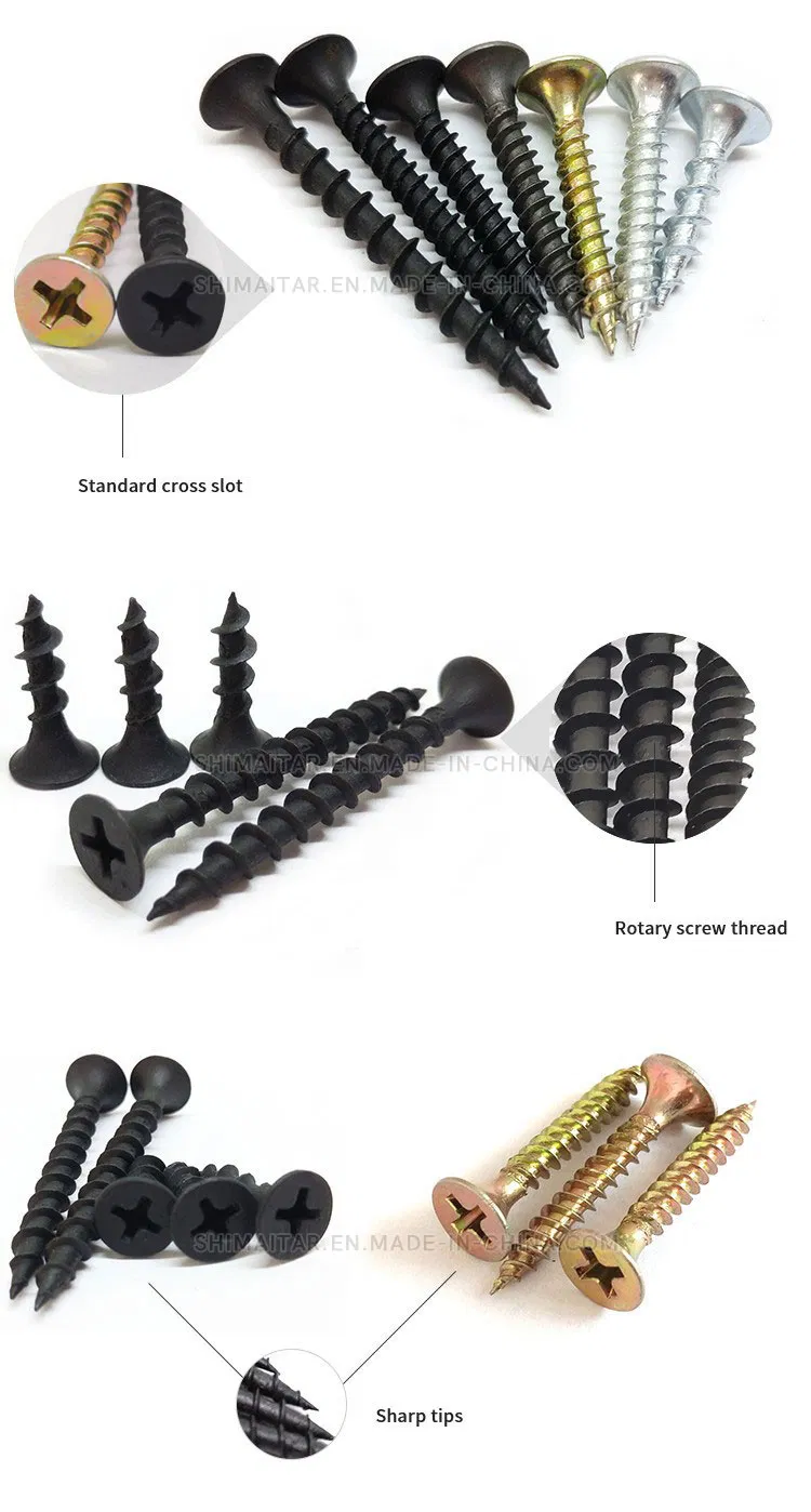 3.5X25 Black Coarse Thread Drywall Screws with 1022A Material