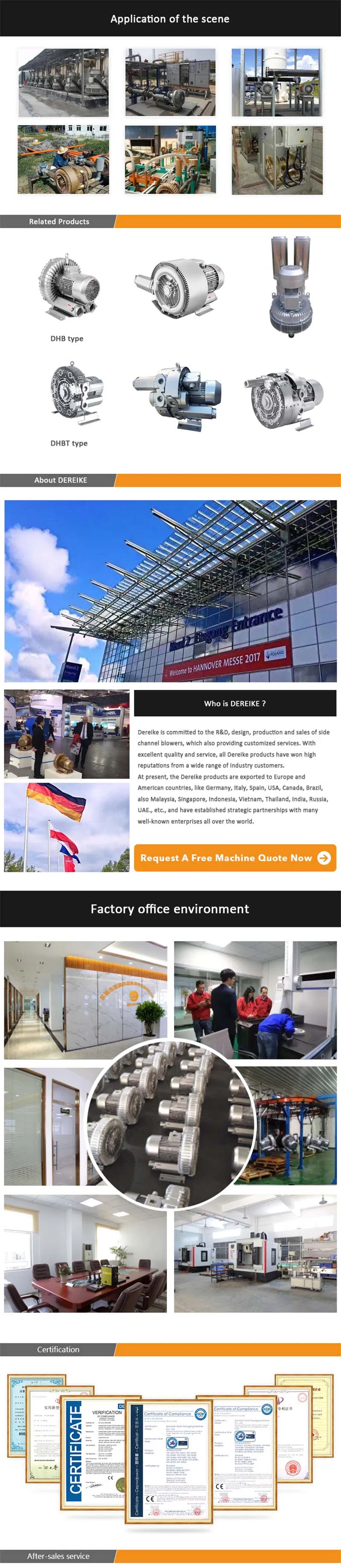 4kw Side Channel Blower Regenerative Blower for Printing Equipment