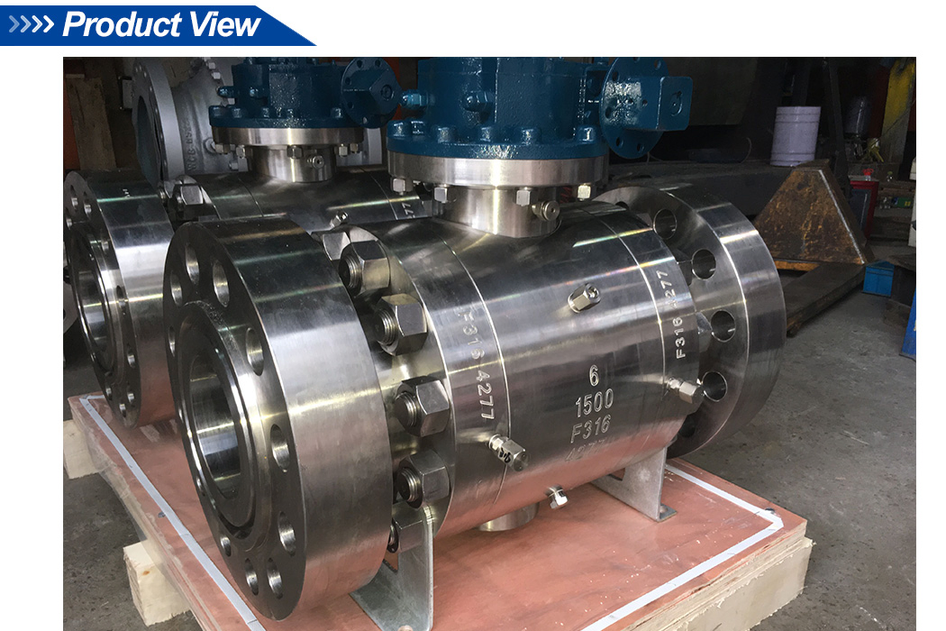 API6d Fire Safe Forged Steel Trunnion Mounted Ball Valve 6in 1500lb F316 Three Piece Bolted Bonnet
