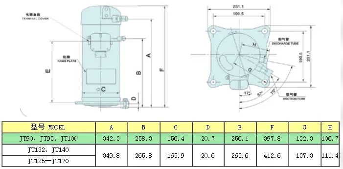 Daikin Compressor, Air Condition Compressor, Jt132g/Jt140g/Jt160g/Jt170g
