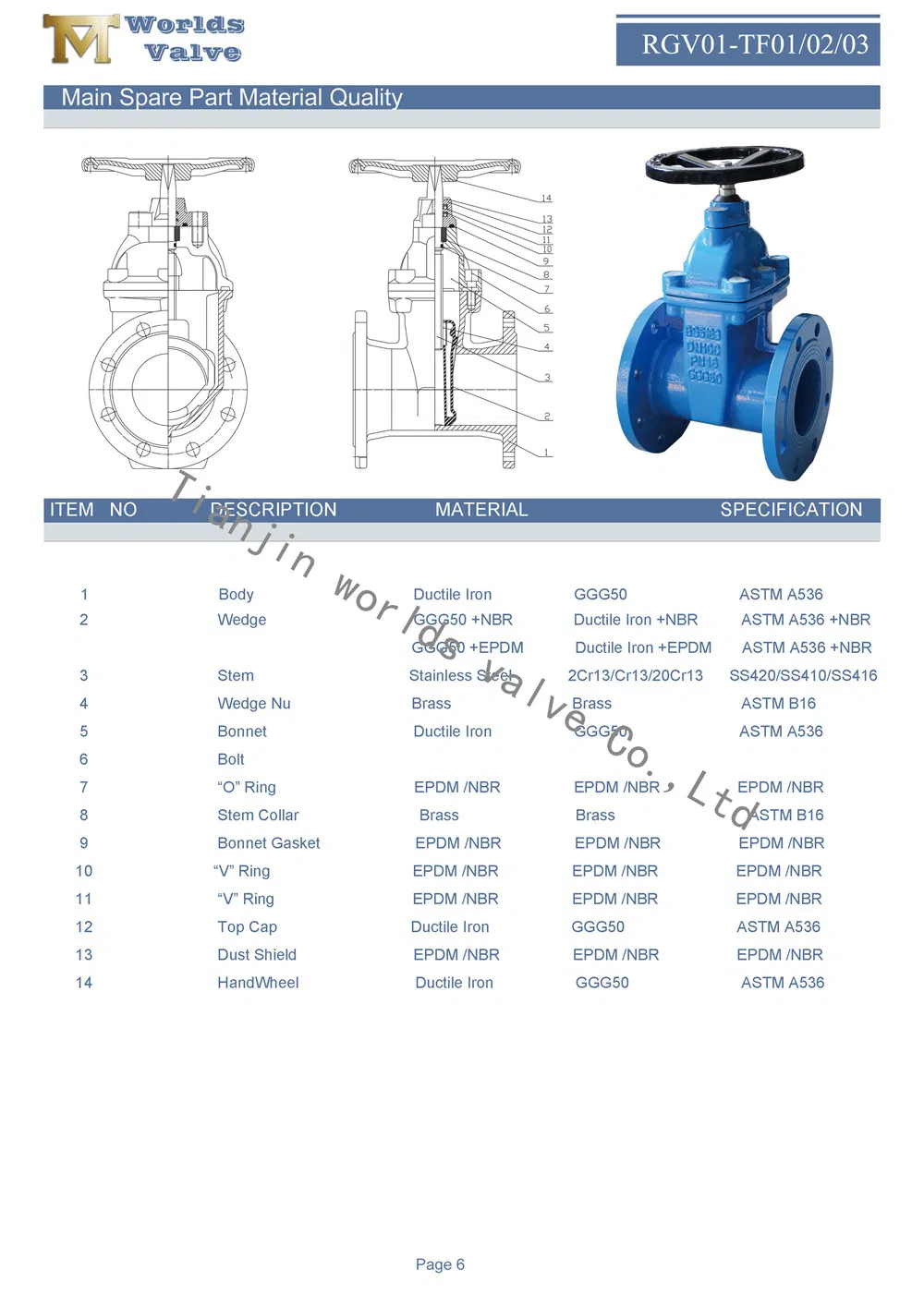 En558 Ductile Iron Gate Sluice Valve for Water