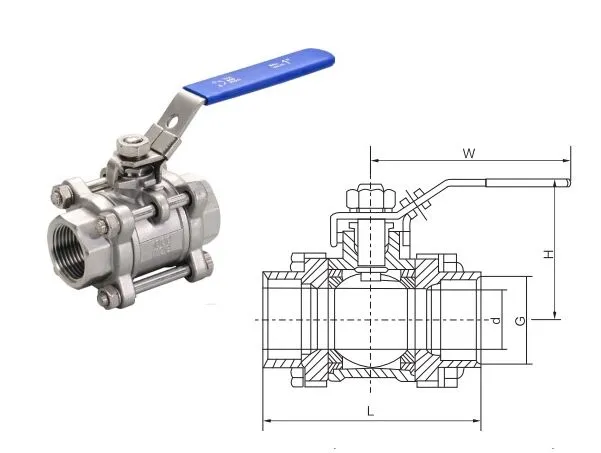 Floating Type Mounting Pad NPT BSPT F304 F316 3PCS Motorized Ball Valve