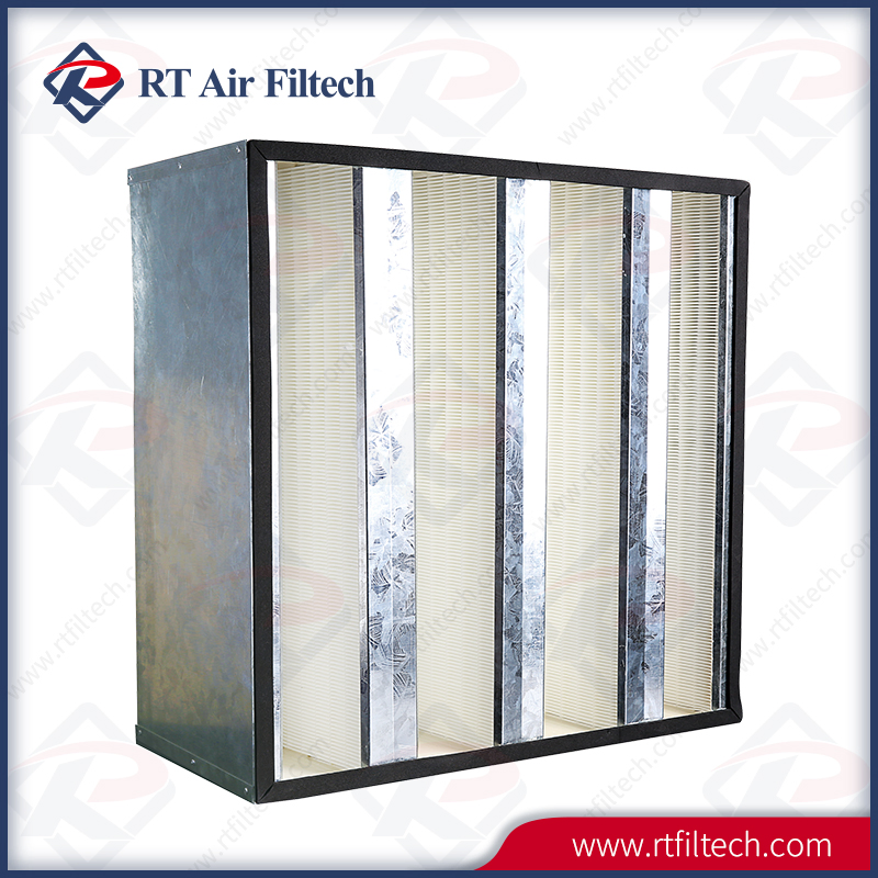 HEPA Filter Blue Plastic Frame V-Bank Filter Media Pack