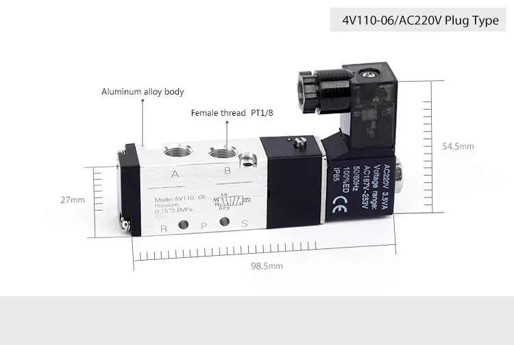 High Quality Aluminum Alloy Air Control Solenoid Valve 12V 14V 110V 240V