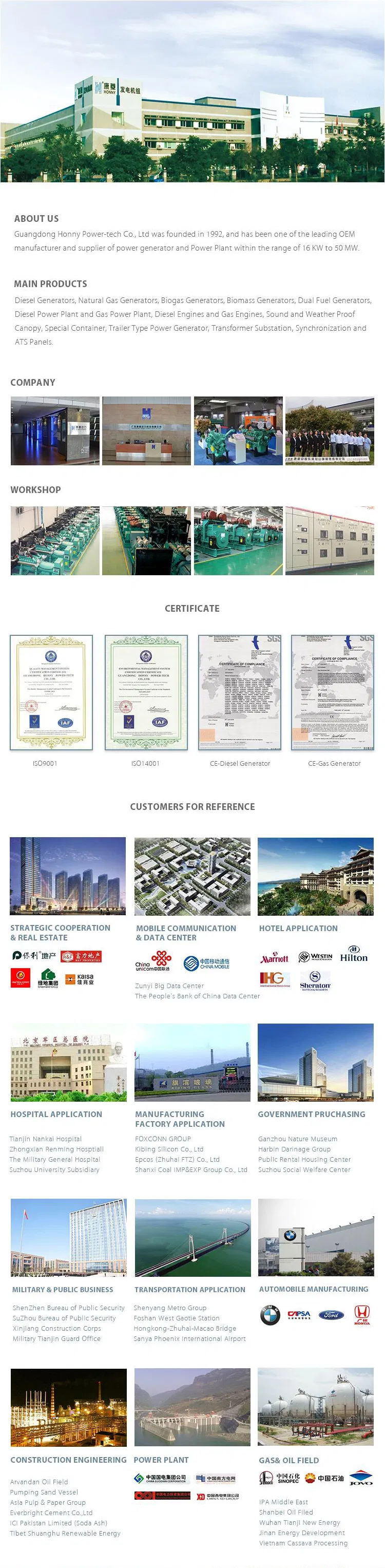 High Quality Biogas/Nature Gas Generator