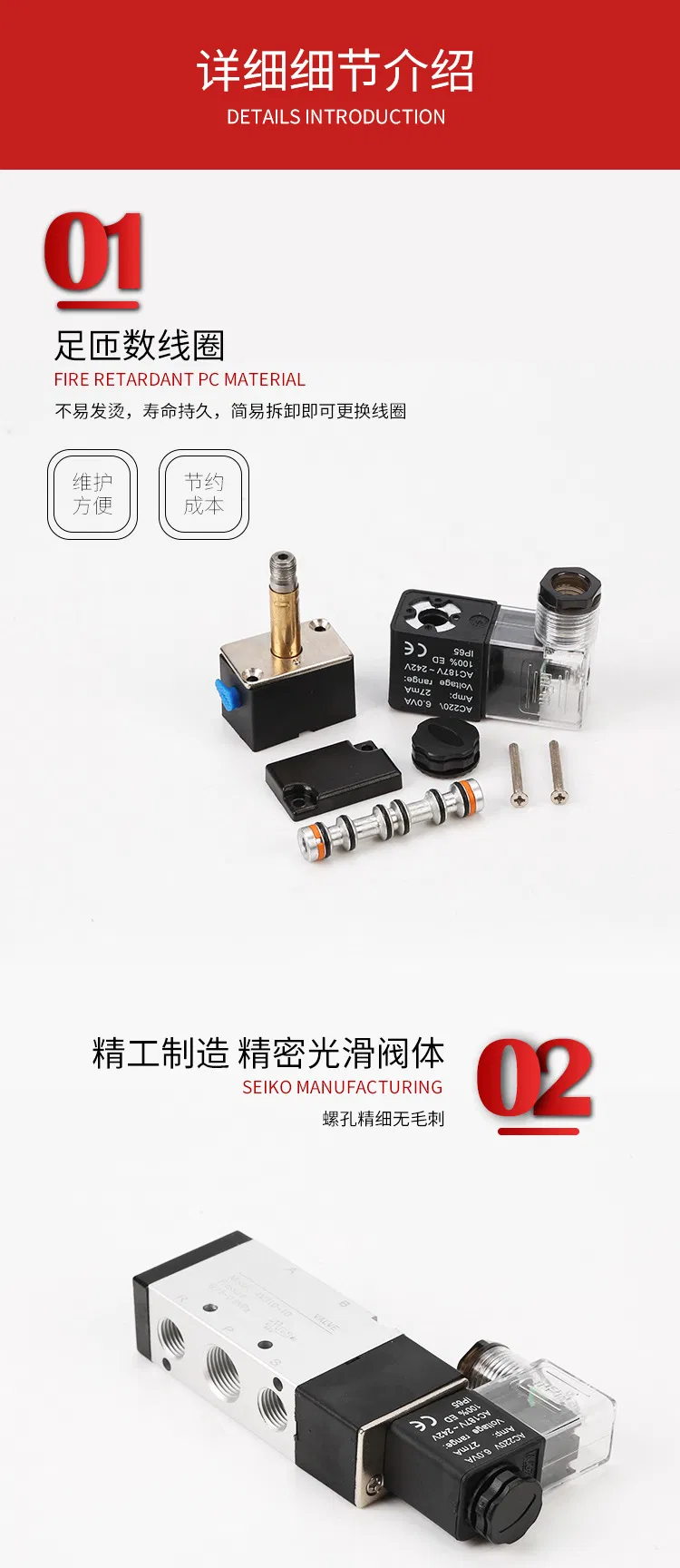 Two-Position Five-Way Pneumatic Solenoid Valve 4V110-06